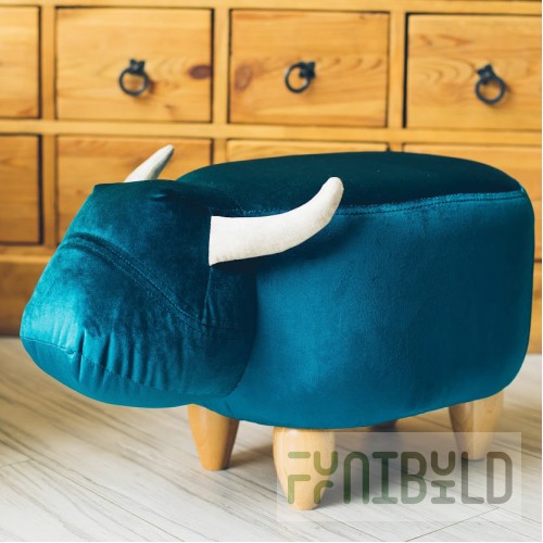 Pouf Bull, blue, without box and lid