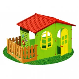 Children's garden playhouse with a fence