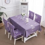 Tablecloth and chair covers with backrest, geometric