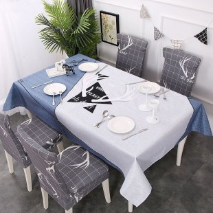 Tablecloth and chair covers with backrest, geometric