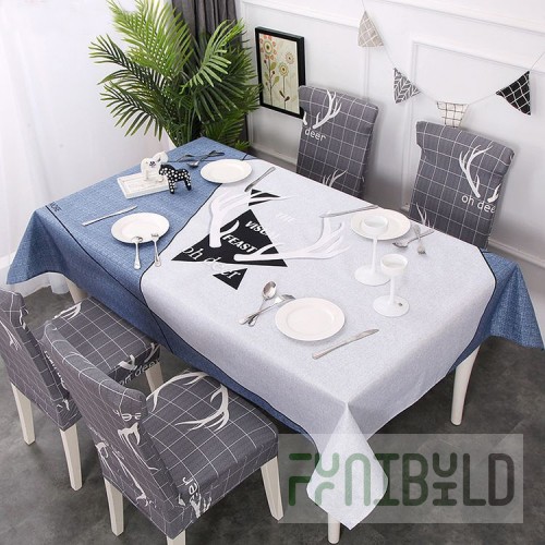 Tablecloth and chair covers with backrest, geometric