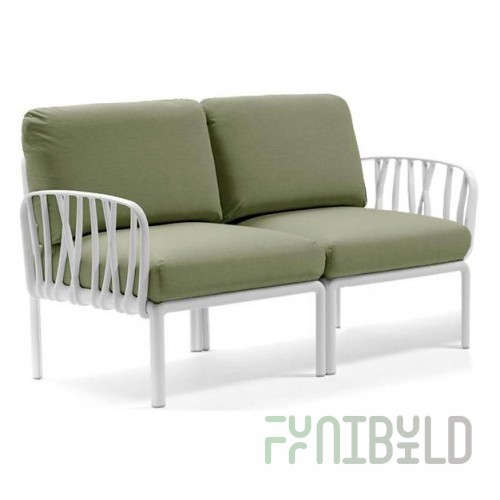 Plastic sofa with cushions Komodo 2, white/jungle