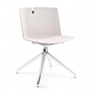 Mork plastic chair on a metal base