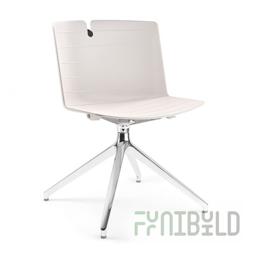 Mork plastic chair on a metal base