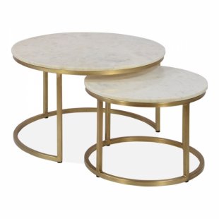 Madison Table x2, White Top, Gold Frame