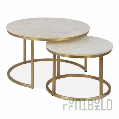 Madison Table x2, White Top, Gold Frame