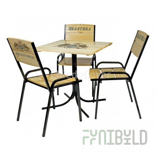 Set of street furniture with the Baltika logo