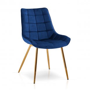 Kair chair, dark blue, gold legs