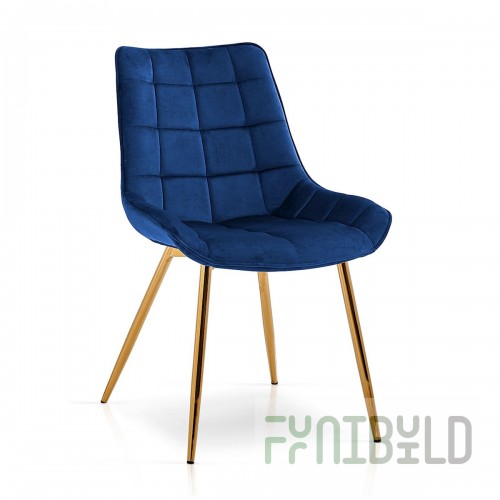 Kair chair, dark blue, gold legs