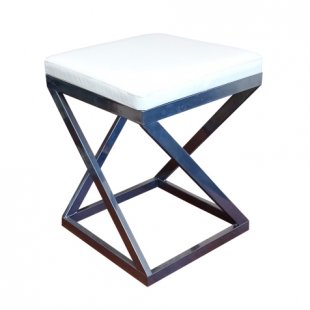 Stool Loft, chrome frame, white eco-leather