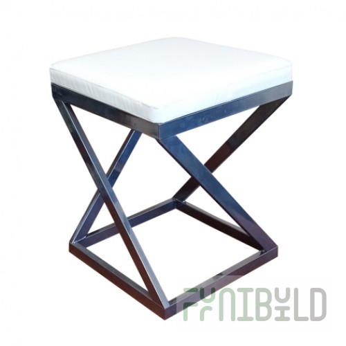 Stool Loft, chrome frame, white eco-leather