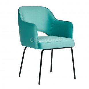 Chair Rose, blue velvet, metal legs