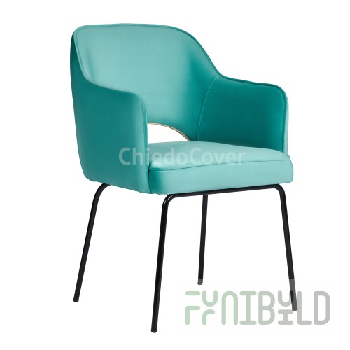 Chair Rose, blue velvet, metal legs