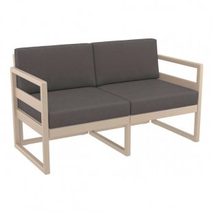 Plastic sofa with cushions Mykonos beige/dark gray
