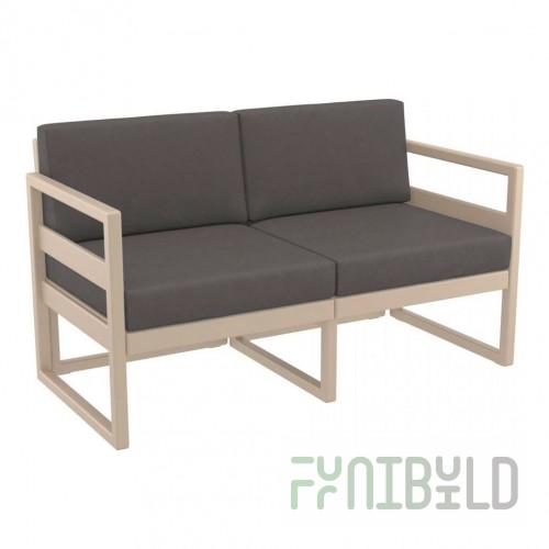 Plastic sofa with cushions Mykonos beige/dark gray