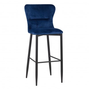 Bar stool Lillian, velveteen dark blue