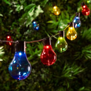 Masquerade Light Bulb Garland, 20 Cool White Multicolored Bulbs