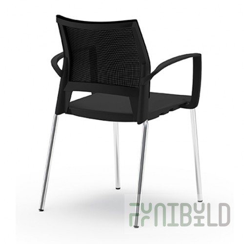 Gaius plastic chair with armrests, with mesh