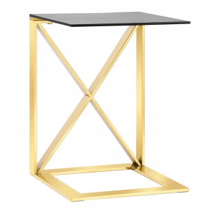 Coffee table 40*40 Cross gold glass smoke