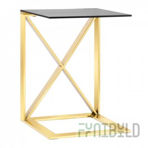 Coffee table 40*40 Cross gold glass smoke