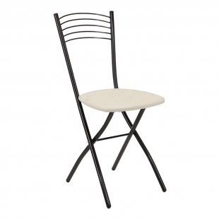 Folding chair with hard back, brown/beige