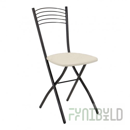 Folding chair with hard back, brown/beige