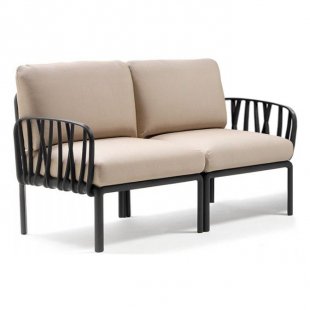 Plastic sofa with cushions Komodo 2, frame color anthracite, upholstery beige