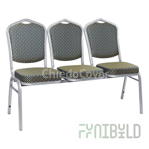 Section of 3 chairs Hit - silver, blue rhombus