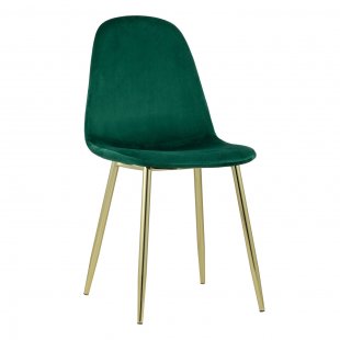 Valencia chair, green velour, golden legs