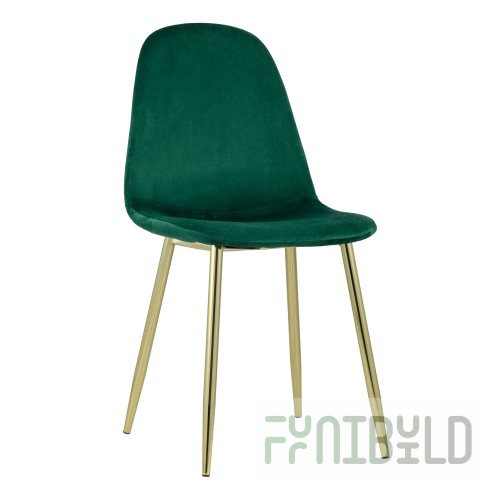 Valencia chair, green velour, golden legs