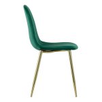 Valencia chair, green velour, golden legs