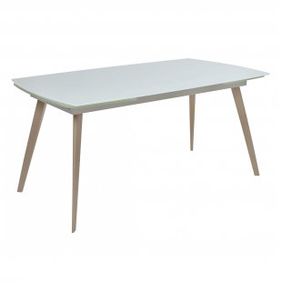 Eliot table, white glass/wood