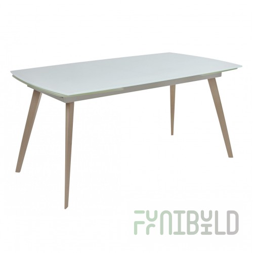 Eliot table, white glass/wood