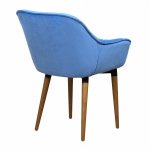 Chair Malta, blue velour, walnut legs