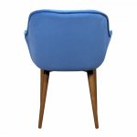 Chair Malta, blue velour, walnut legs