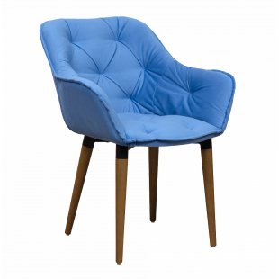 Chair Malta, blue velour, walnut legs