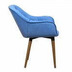 Chair Malta, blue velour, walnut legs