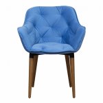 Chair Malta, blue velour, walnut legs