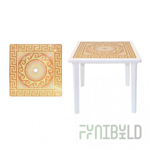 Square table, Greece, white