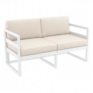 Plastic sofa with cushions Mykonos white/beige
