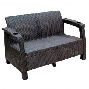 Rattan sofa Aguirre 2-seater, chocolate