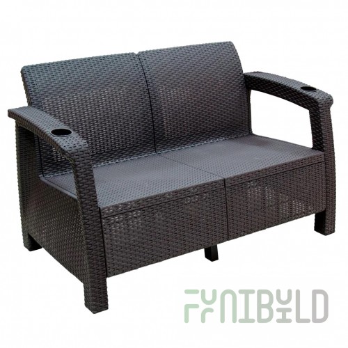 Rattan sofa Aguirre 2-seater, chocolate