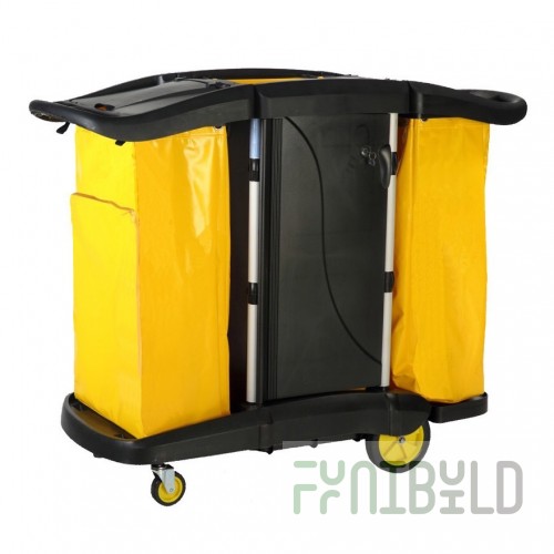 Maid trolley with shelves and 2 yellow bags