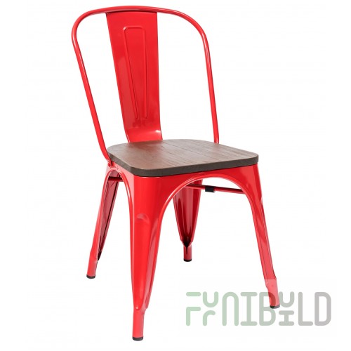 Chair Tolix Wood Red glossy