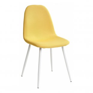 Cassiopea chair, yellow velour, white legs