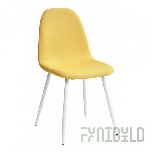 Cassiopea chair, yellow velour, white legs