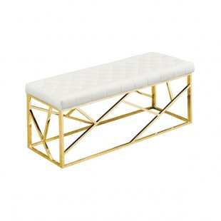 Art Deco bench, beige velvet, gold