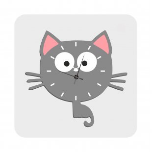 Wall clock Gray cat