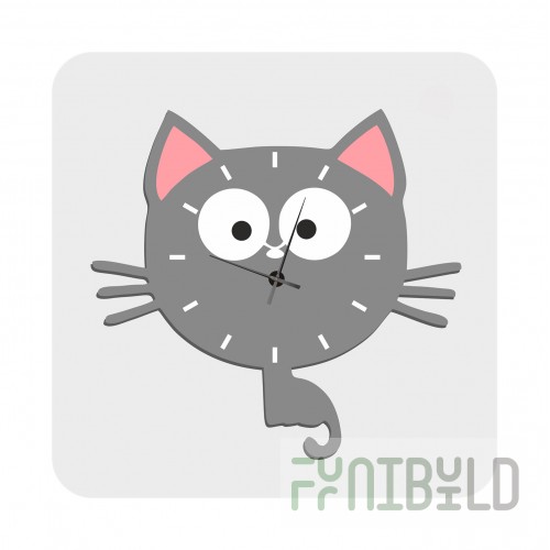 Wall clock Gray cat