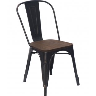 Chair Tolix Wood Black patina gold